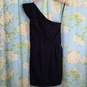 BCBGeneration black lace over blue dress